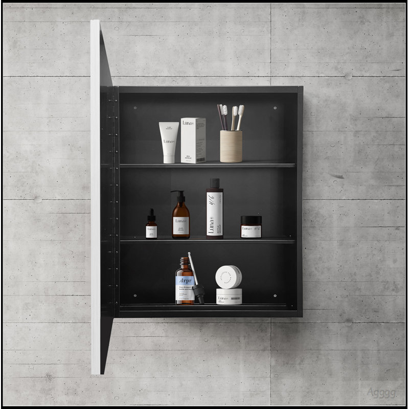 24X30 Inch Silver Metal Framed Wall Mount Or Recessed Bathroom Medicine Cabinet With Mirror, 30" H x 24" W x 4.9" D