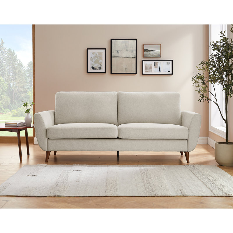 Smiling 215.9Cm Flared Arms Sofa, Beige Linen Blend