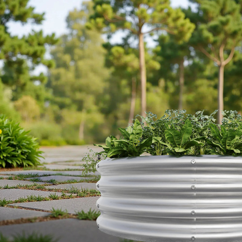 2Pcs W840116761 Galvanized Metal Planter Box For Diy Garden Design, Open Bottom Soil Aeration Raised Bed Growing Carrot And Herbs, Double - Layer Galvanizing