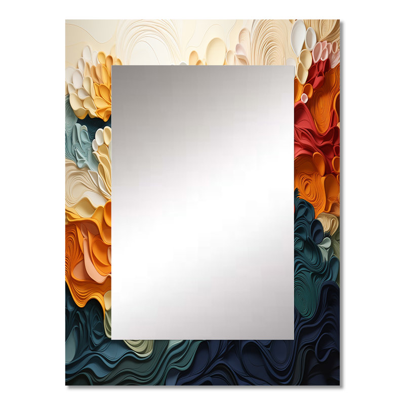 Biomorphism Organic Forms VI - Biomorphism, miroir mural unique, art moderne imprimé sur métal, 32 po x 24 po