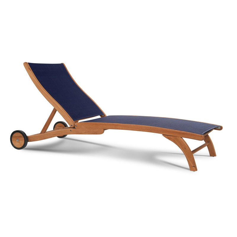 Outdoor Teak Chaise Lounge, Blue