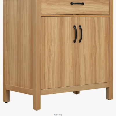 Meuble-lavabo de 30 po en bois avec cadre en bois massif, 2 portes à fermeture douce, 1 tiroir rabattable et tablette réglable