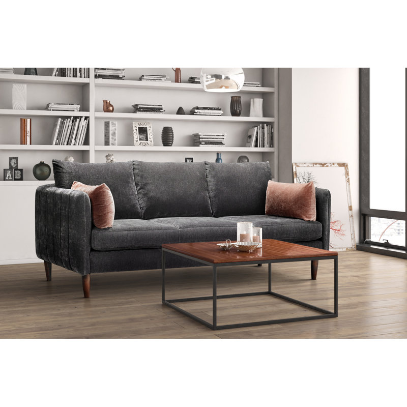 Kaveen Upholstered 83'' Sofa, Espresso, Giovanna Pewter