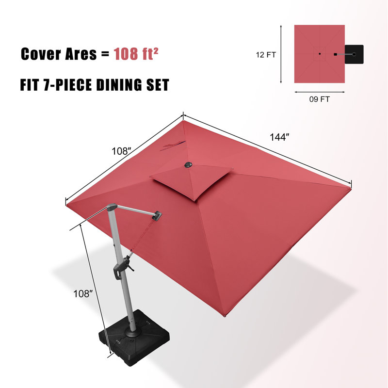 274cm X 365cm Rectangular Cantilever Parasol, Terra