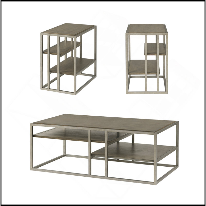 Ensemble 3 pièces de table basse et 2 tables d'appoint Padena