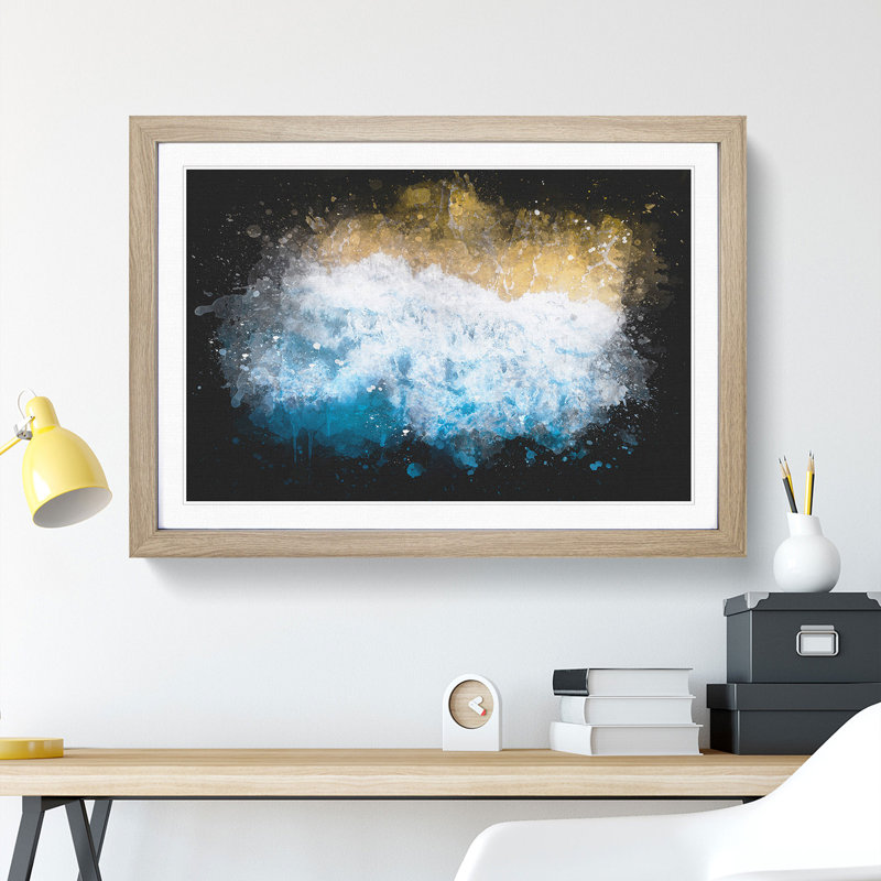 Palm Tree Beach in Florida - Picture Frame Graphic Art Print, 33cm H x 45cm W x 2cm D, Oak Framed