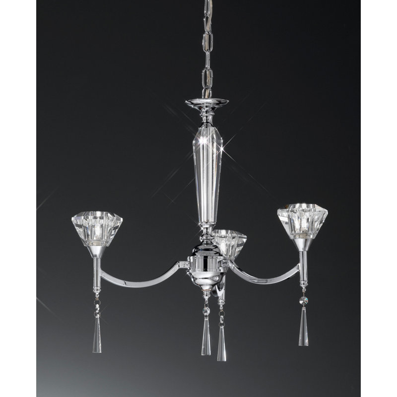 3 - Light Shaded Chandelier, Chrome