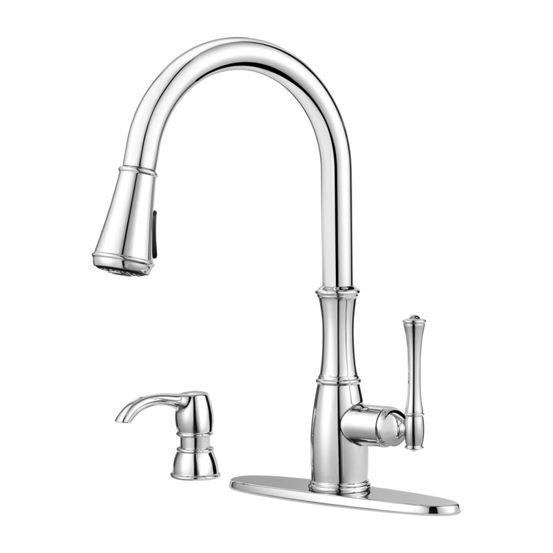 Wheaton Pull-Down Single Handle Kitchen Faucet, Polished Chrome