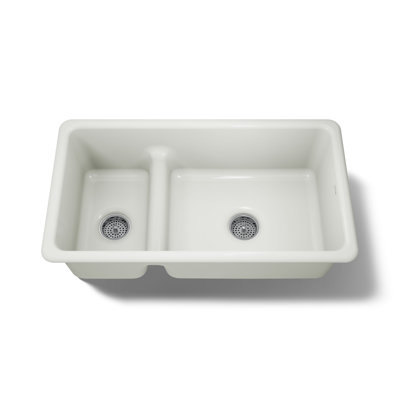 Iron Tones 33" L x 18.75" W Large/Medium Double-Bowl Kitchen Sink