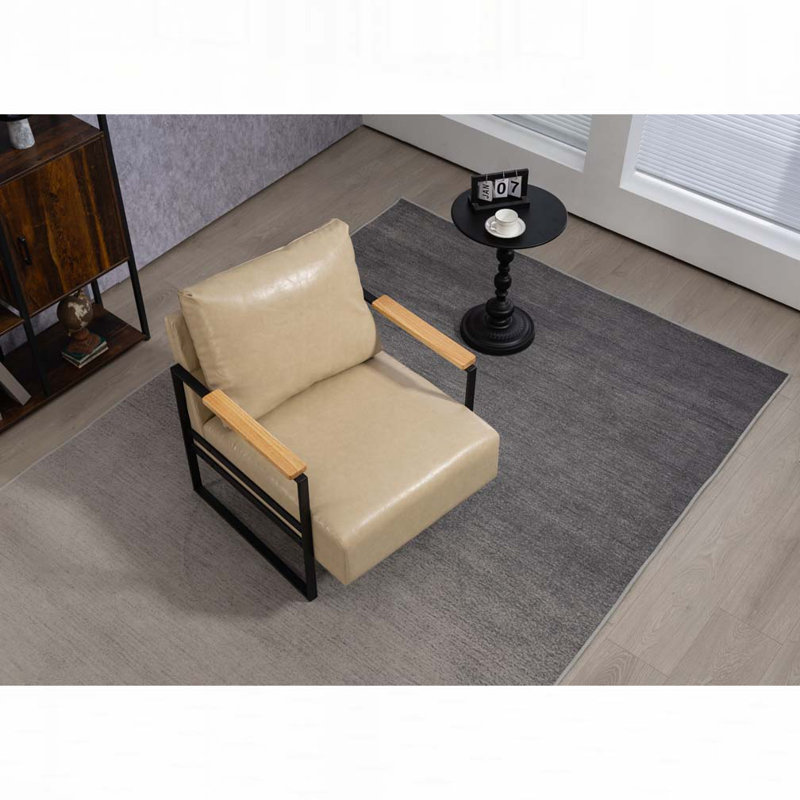 Chaise en polyuréthane pour le salon, Similicuir beige, H 33,5 po x l 30,5 po x P 28 po incorrect 