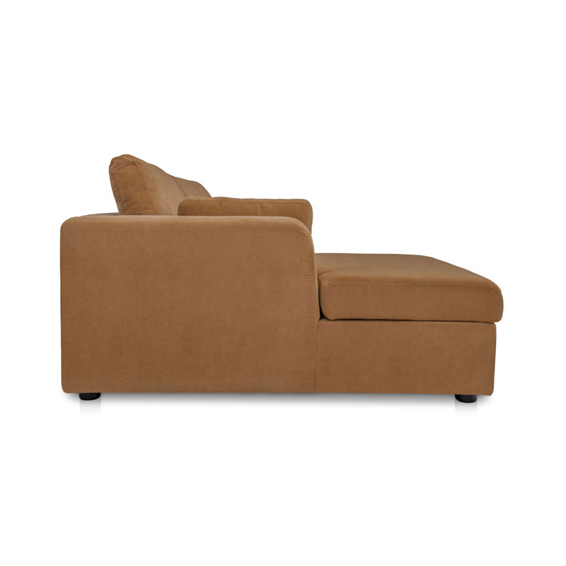 Burrow Sleeper Sectional With Storage Chaise Sand Right, Brown Polyester, Left Hand Facing