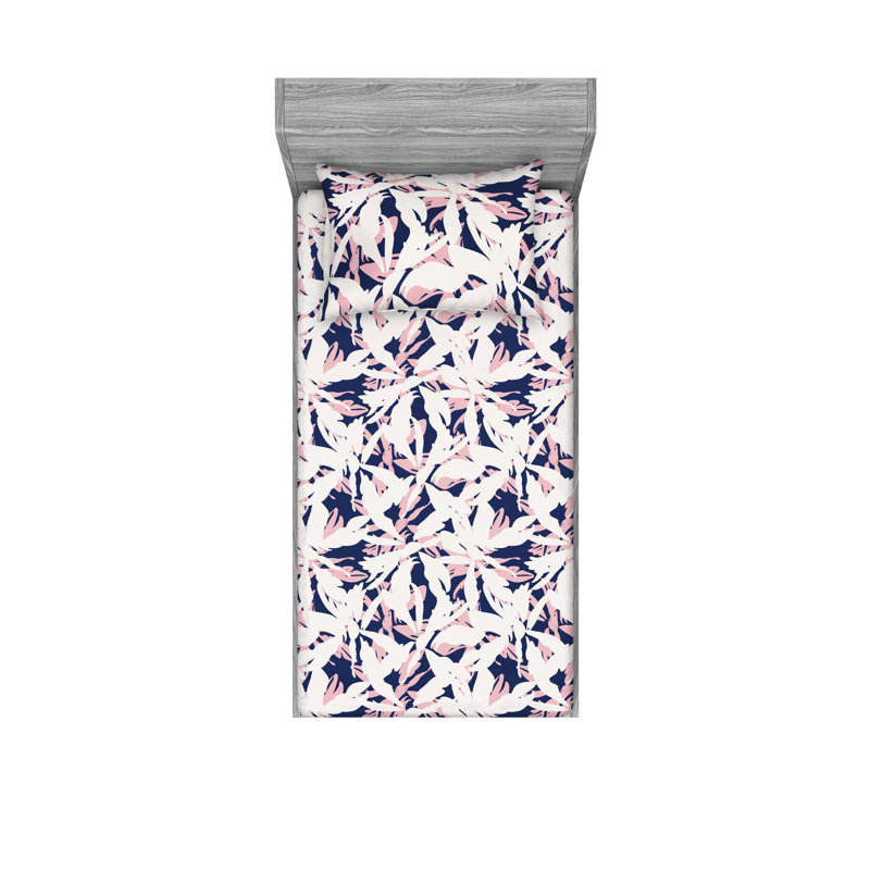 Drap-housse et taies décoratives 3 pièces Ambesonne, Coquille d'œuf / motif floral rose pastel