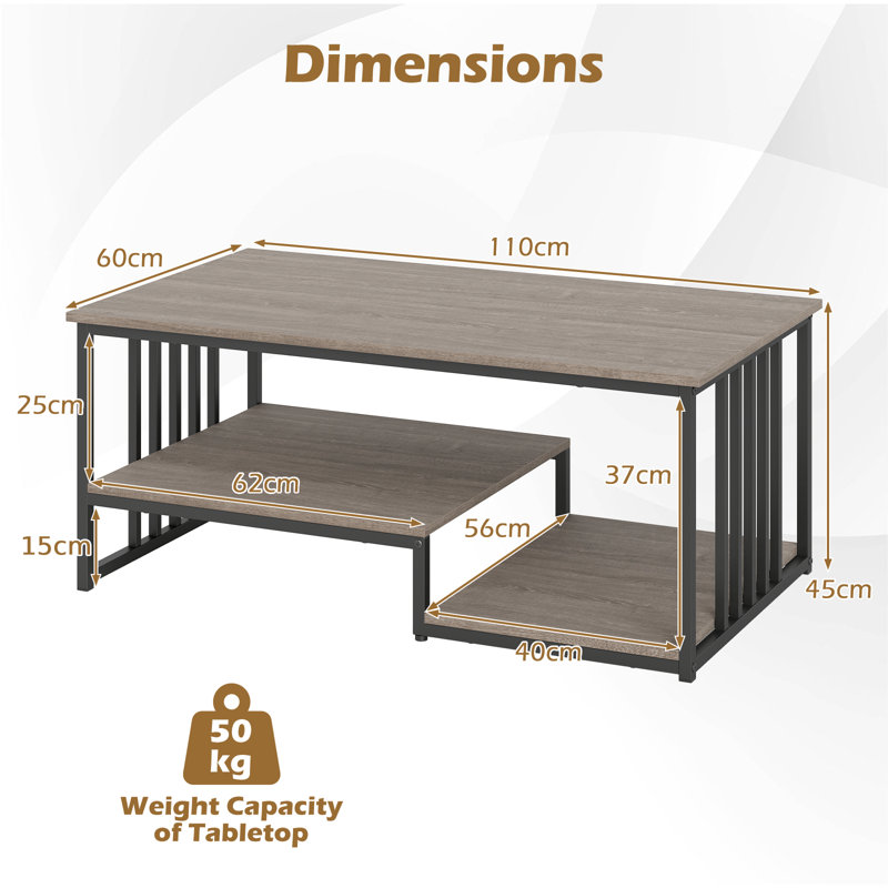 Coffee Table with Storage, Grey