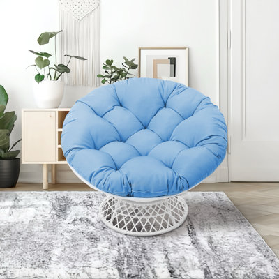Hubhalsun 360° Swivel Papasan Chair - 350 lbs Capacity Indoor/Outdoor Wicker Lounge Chair with Thick Cushion, Modern Accent Chair for Living Room, Bedroom
