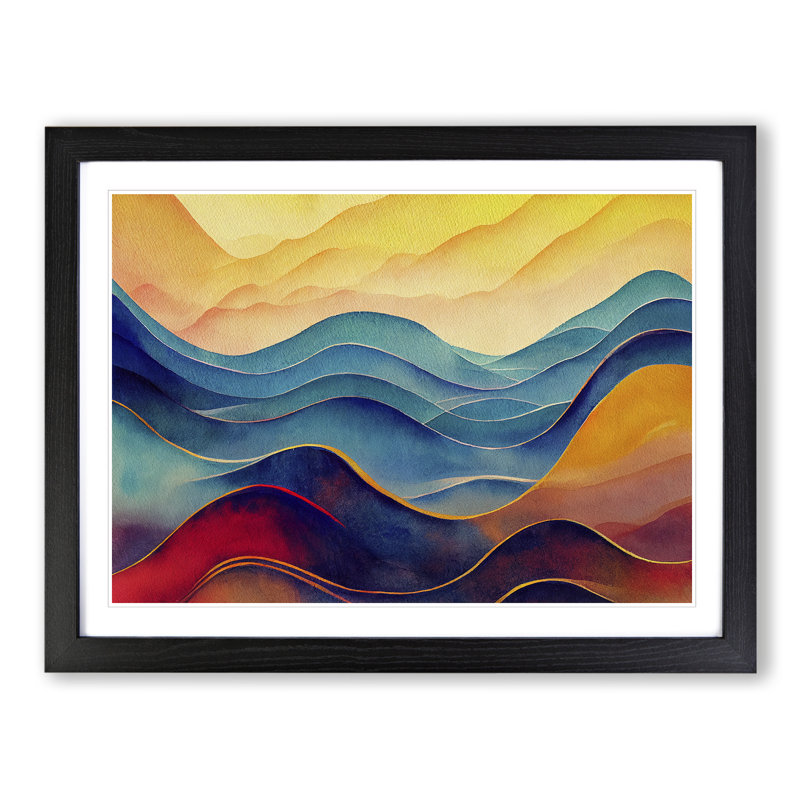 Watercolour Soundwave Vol.4 Abstract - Single Picture Frame Print, Black, 46cm H x 64cm W