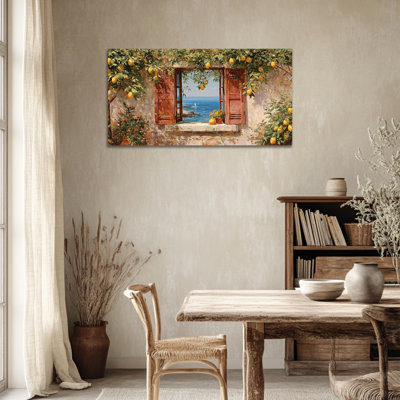 Art mural citron, cuisine citronnelle méditerranéenne, art mural italien pour la cuisine, impression sur toile de fruits rétro pour mur, affiche prête à accrocher 12 po x 24 po