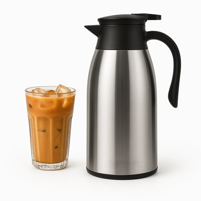 Carafe à café thermique, 57 oz / 1,7 l, distributeur de boissons chaudes 12 heures, extérieur en acier inoxydable, carafe pour liquides chauds, carafes à café pour garder le café et le thé chaud, distributeur pour les fêtes