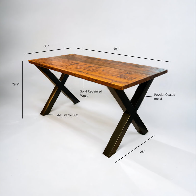 Metal Base Dining Table, 29.5" H x 60" L x 30" W