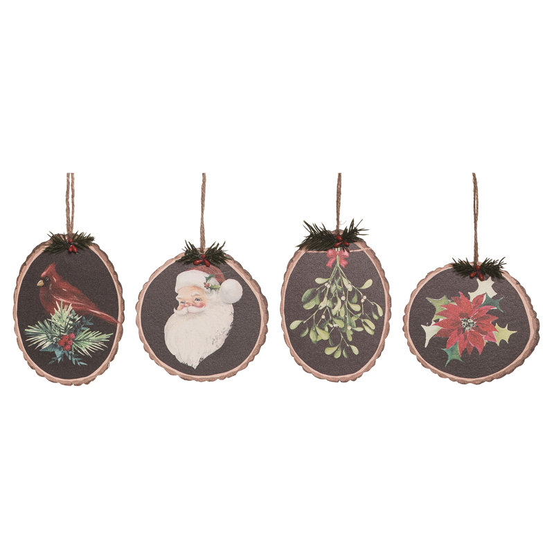  Ensemble de 4 décorations de Noël en contreplaqué