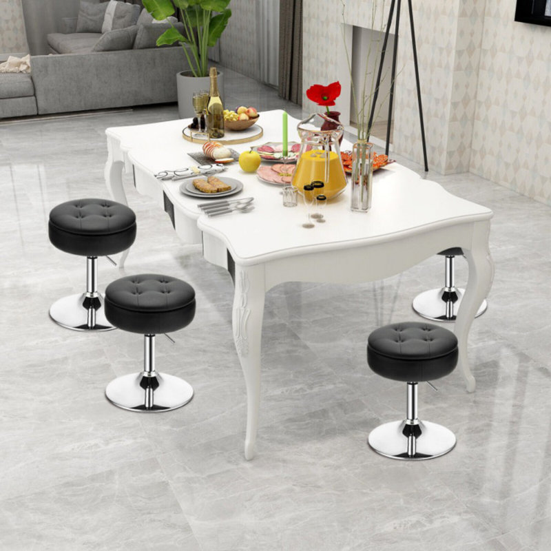 Adjustable 360° Swivel Storage Vanity Stool with Removable Tray