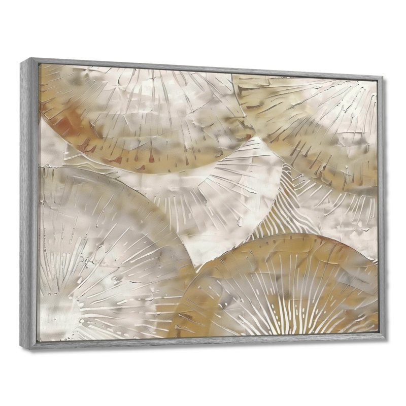 Mandala bohémien blanc et beige Simplicity II - Boho Mandala Decor Wall Art Living Room, Encadrement argenté