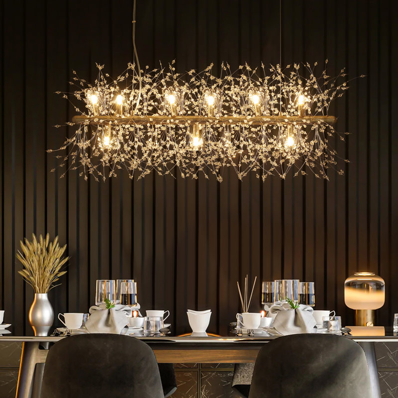 Dandelion 9 - Light Dandelion Starburst Sunburst Ceiling Lighting Kitchen Island Linear Pendant, Gold