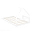 Lit simple en bois avec tête de lit en forme de maison, blanc-781537444-781537447
