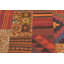 Carpette en laine rouge et marron 6'7" x 9'10" nouée à la main en patchwork Warrington