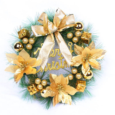 11.8Inch Christmas Wreath For Front Door With Bowknot Front Door Decorations Xmas For Home Window Wall Farmhouse Indoor Outdoor Decoration, Christmas Decorations