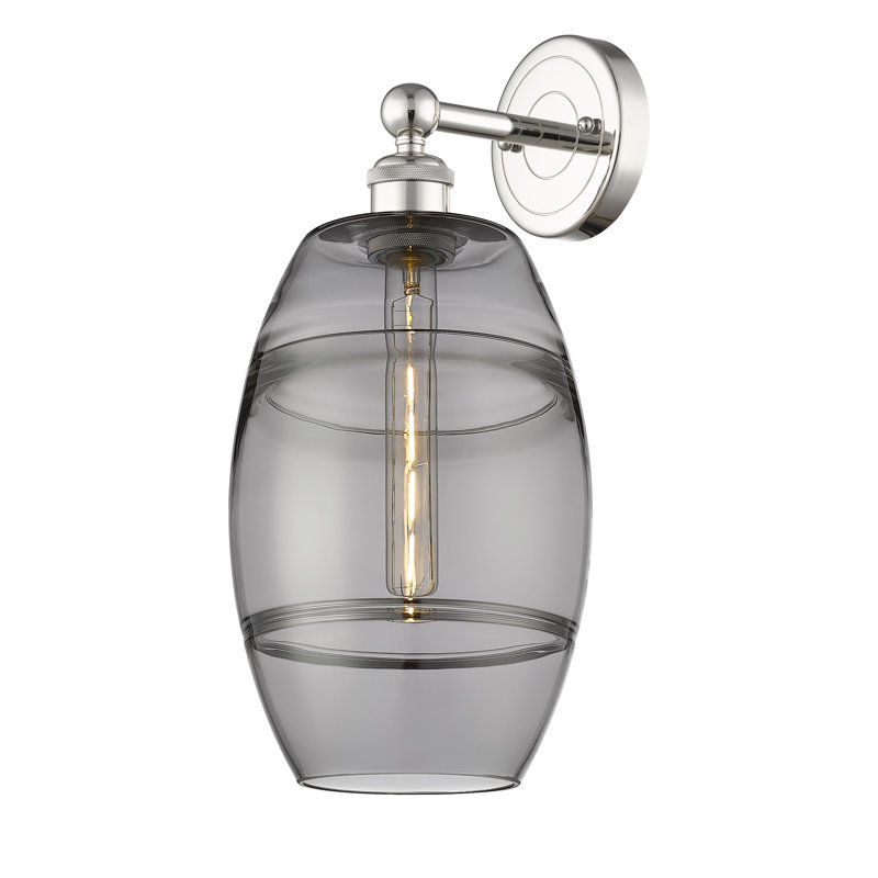Applique murale en acier Bettylou, Gris fumée clair, H 12,13 po x l 8 po x P 8,5 po, Nickel poli