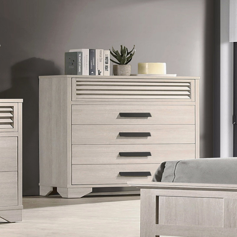 Mobilier de chambre à coucher 1 pièce à 5 tiroirs avec poignées à persiennes