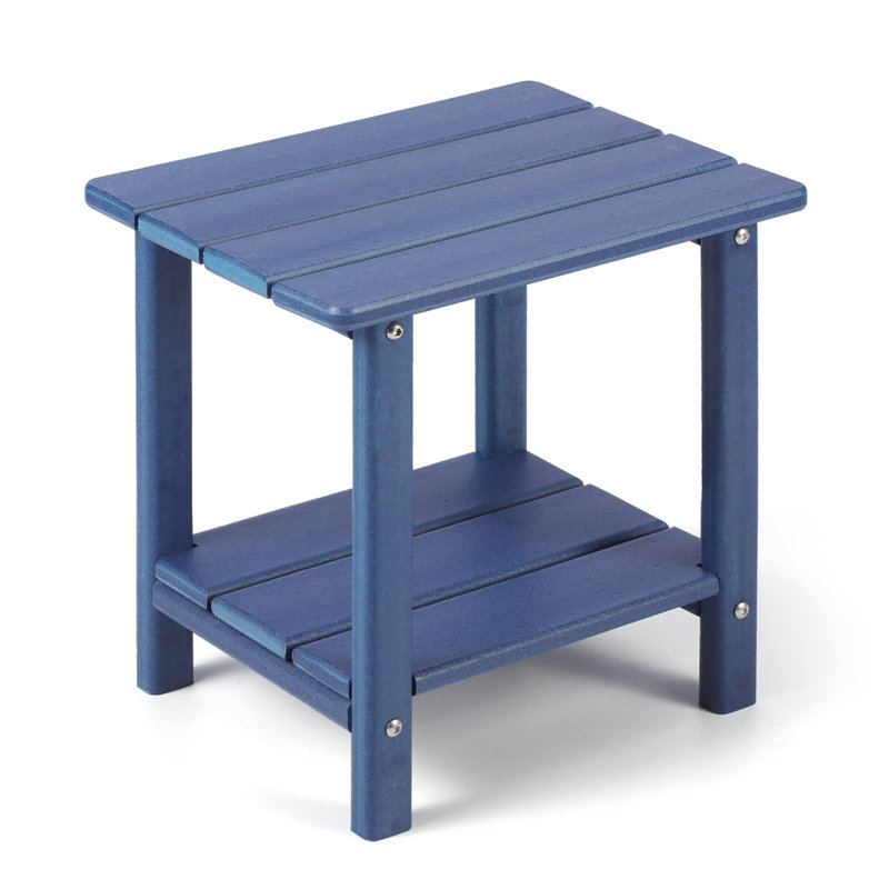 Table de bout en métal à 2 niveaux - Table d'appoint imperméable avec plateau amovible, Marine