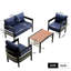 Ensemble de conversation pour patio 4 pièces Modern avec 2 chaises rembourrées, 1 causeuse et 1 table basse en bois-plastique-213129613