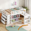 Lit mezzanine 4 en 1 blanc avec armoires de rangement, bureau coulissant et dispositifs de sécurité - lit parfait pour les petites pièces