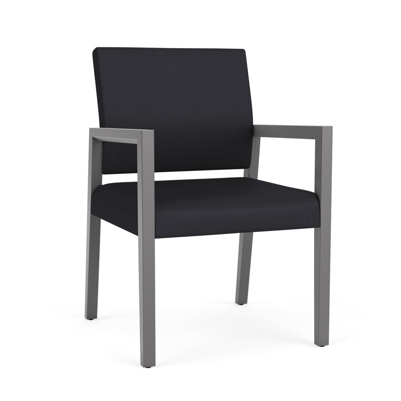 Chaise d'invité de réception Brooklyn, Étain, Noir Patriot Plus - nettoyez le vinyle avec un lin