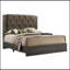 Grand lit pour chambre à coucher, gris, tête de lit, lit en bois d'hévéa moderne,
