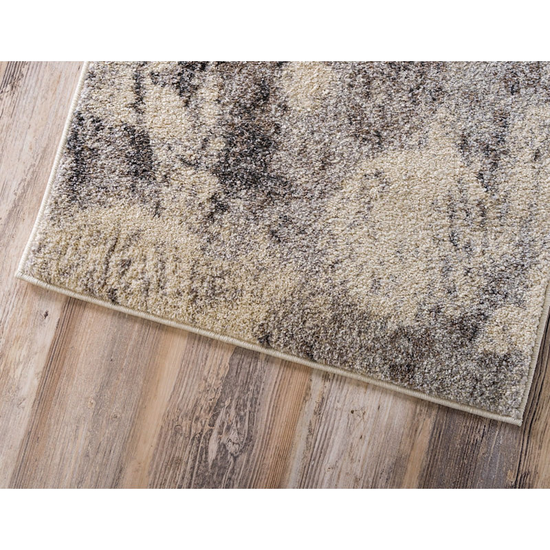 Tapis brun à motif abstrait Trenton, Tapis de couloir 2 pi 7 po x 10 pi