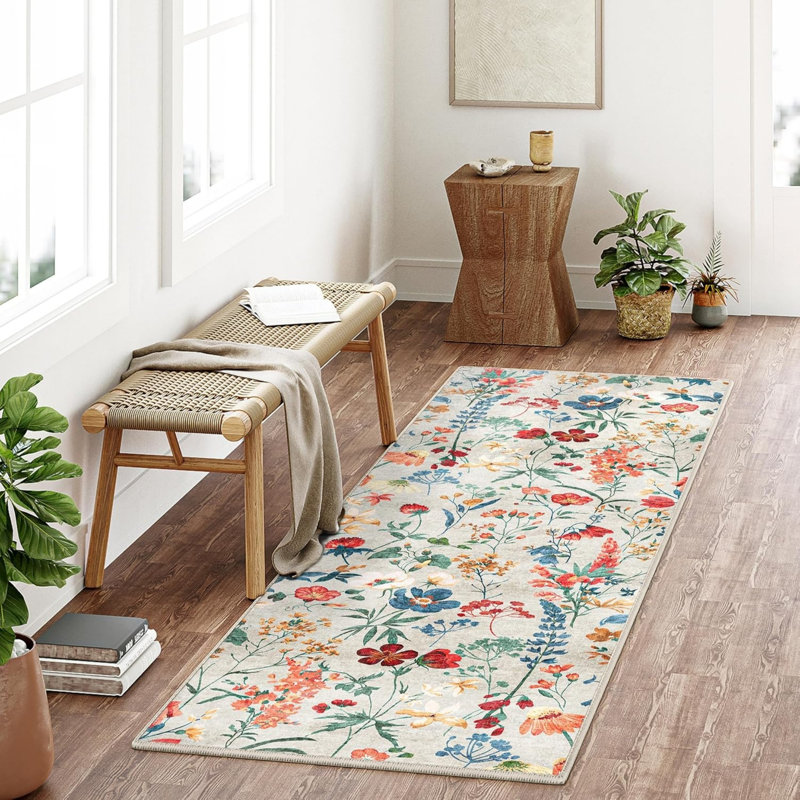 Rectangle 60 cm x 240 cm Floral Area Rug