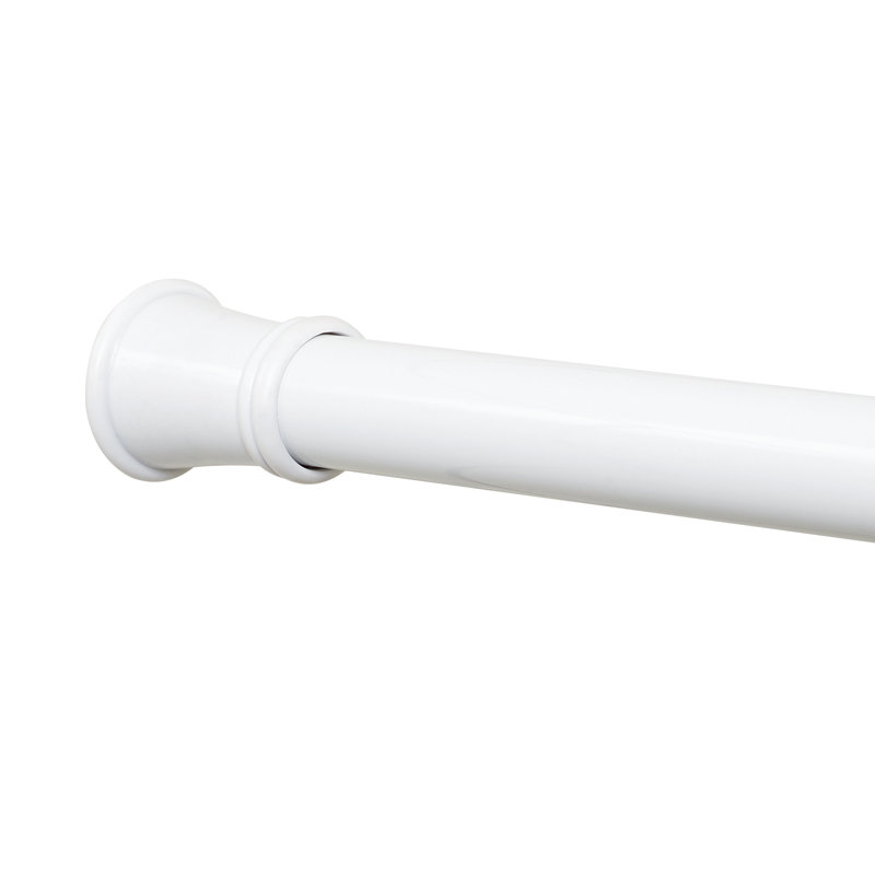 Adjustable White Steel Tension Shower Rod, 26" to 76"