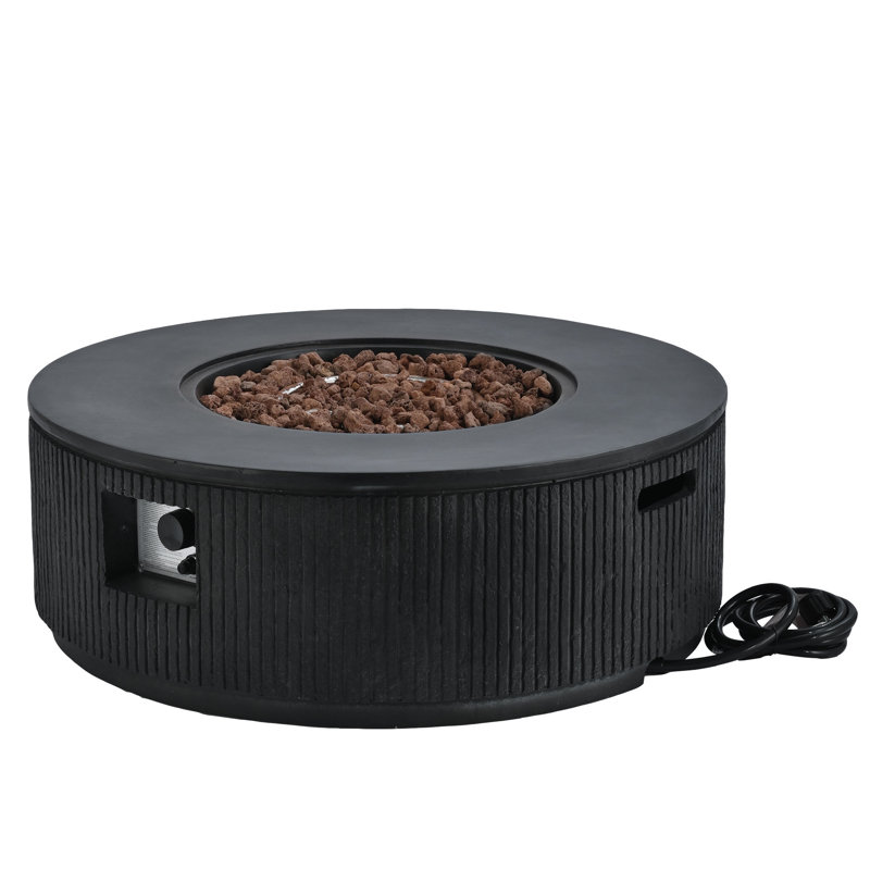 38.19''  Propane Outdoor Fire Pit With Vertical Stripe Design, 50000 BTU Round Fire Pit Table With Steel Burner, Adjustable Flame Control, Lava Rocks & Rain Cover,Perfect For Patio&Backyard