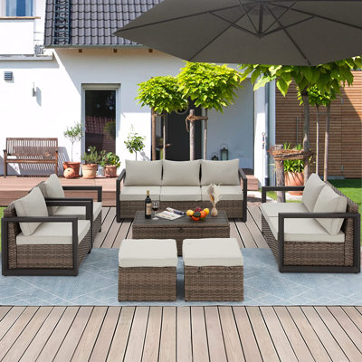 Kamiron 7 - Person Patio Conversation Sets with Cushions