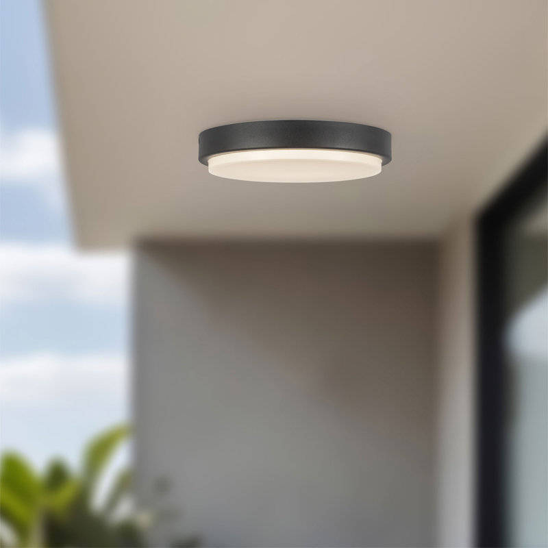 Bailey 9-in Black dimmable LED Outdoor Ceiling Light, Matte Black, Matte Black