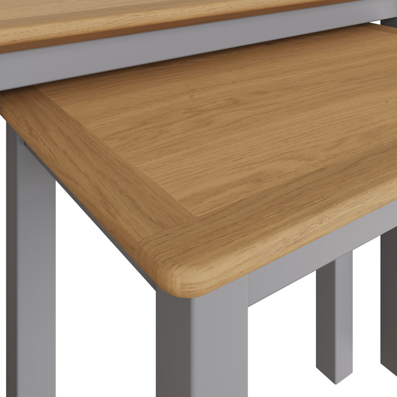 Daris Nest Of 2 Side End Tables. Solid Oak. Fully Assembled., Grey