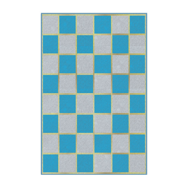 Tapis gris clair/bleu tissé à la machine, Rectangle 4 pi x 6 pi
