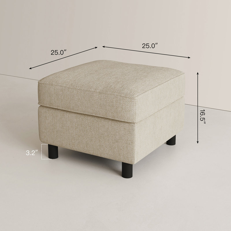 Single Modular Sofa Ottoman With Storage, Beige