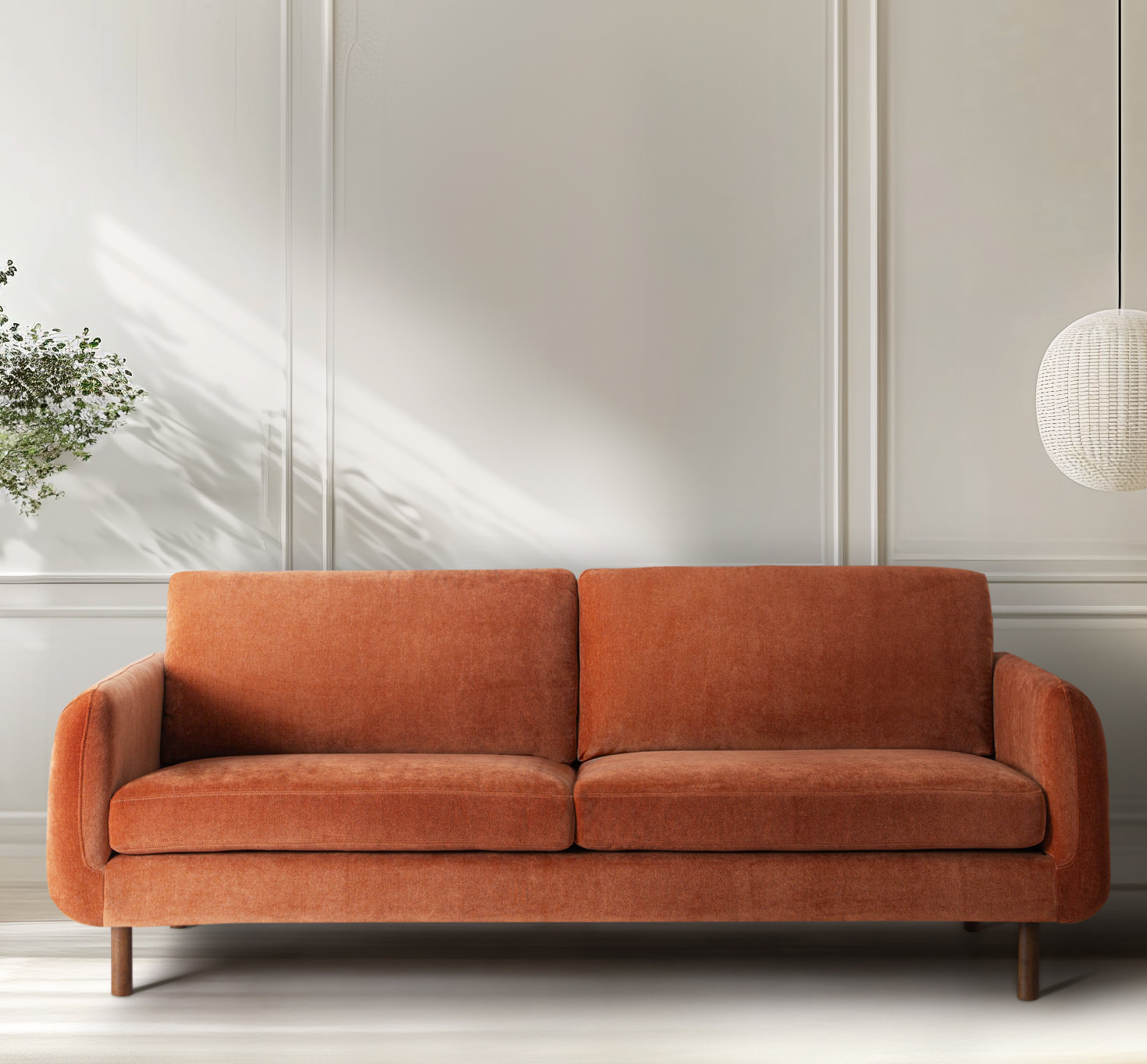 Leno 86" Upholstered Sofa, Rust Performance Chenille