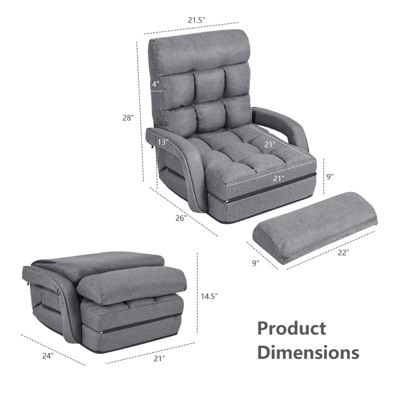 Chaise longue inclinable Kellems, Gris, gris