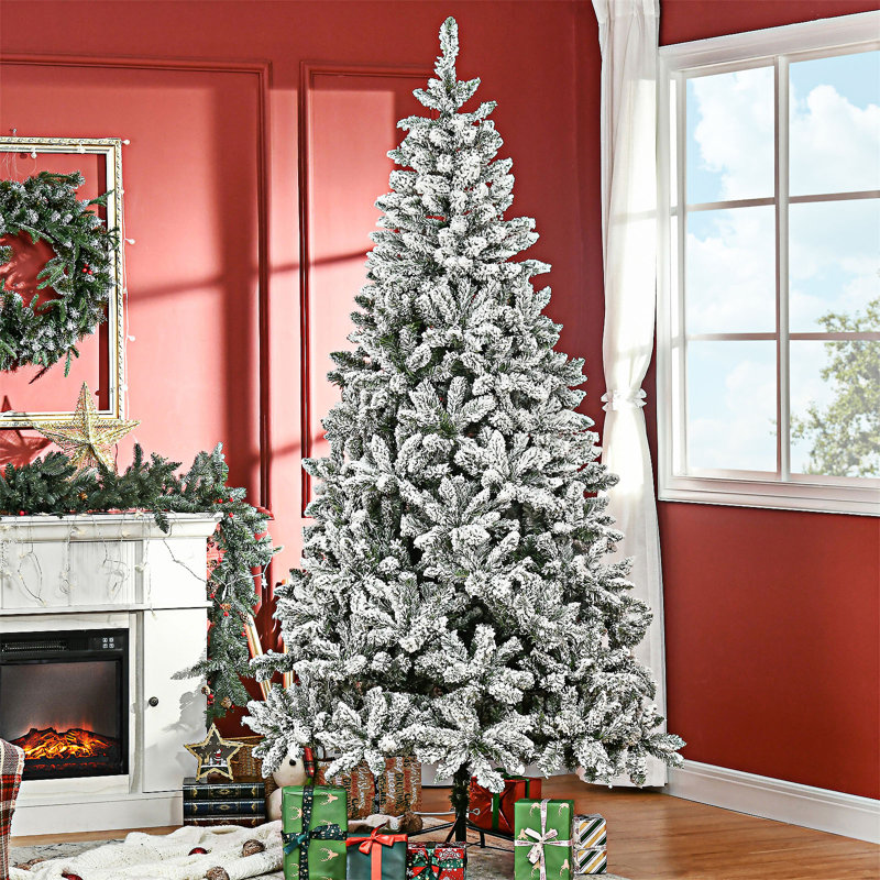 Grand arbre de Noël artificiel enneigé enneigé, 7'5"