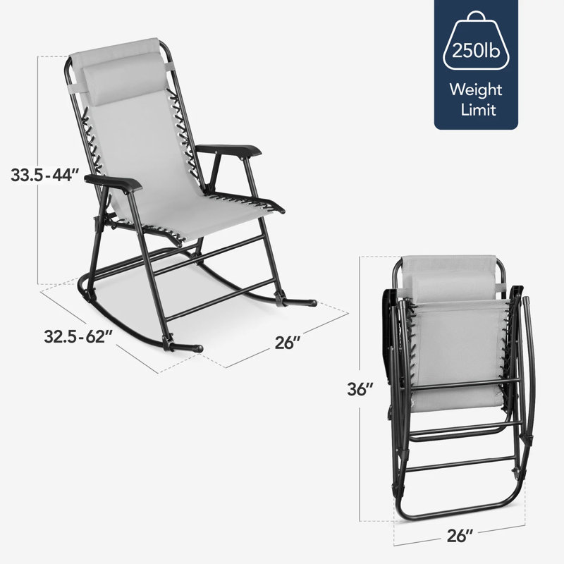 Outdoor Rocking Lounge Chair, Ice Gray