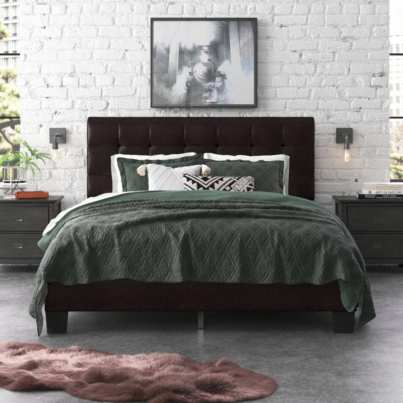 Rinku Platform Bed, Brown, Queen